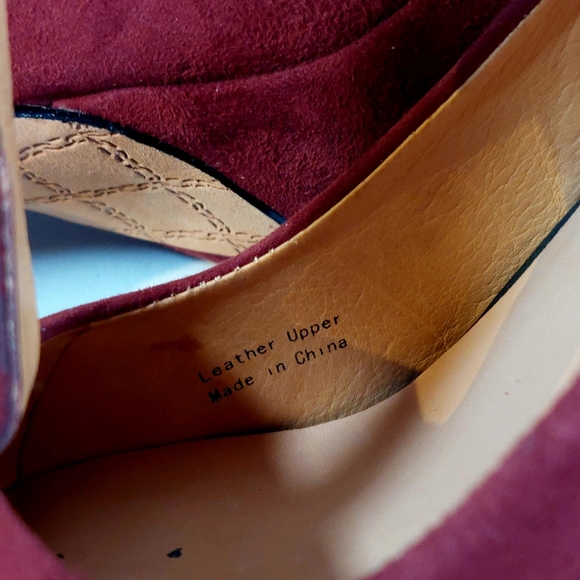 L.A.M.B. Burgundy suede Blade T-strap stiletto platform pumps, 9.5, never worn - Picture 14 of 16